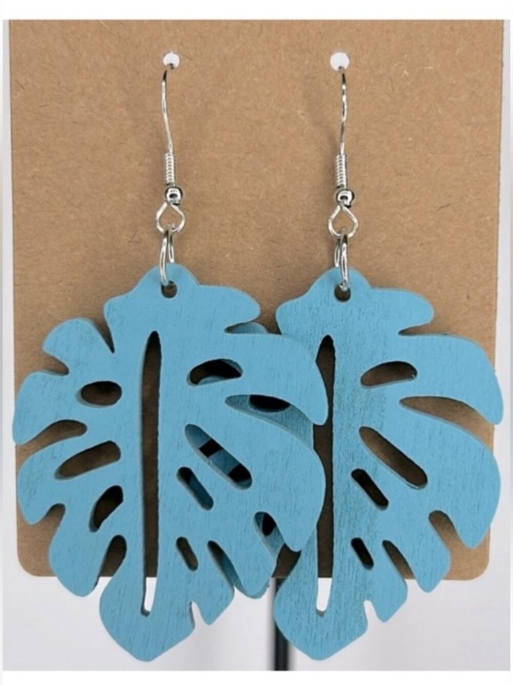 Vibrant Hollow Leaf Wooden Design Dangle Earrings Bohemian Chic Fashion Jewelry